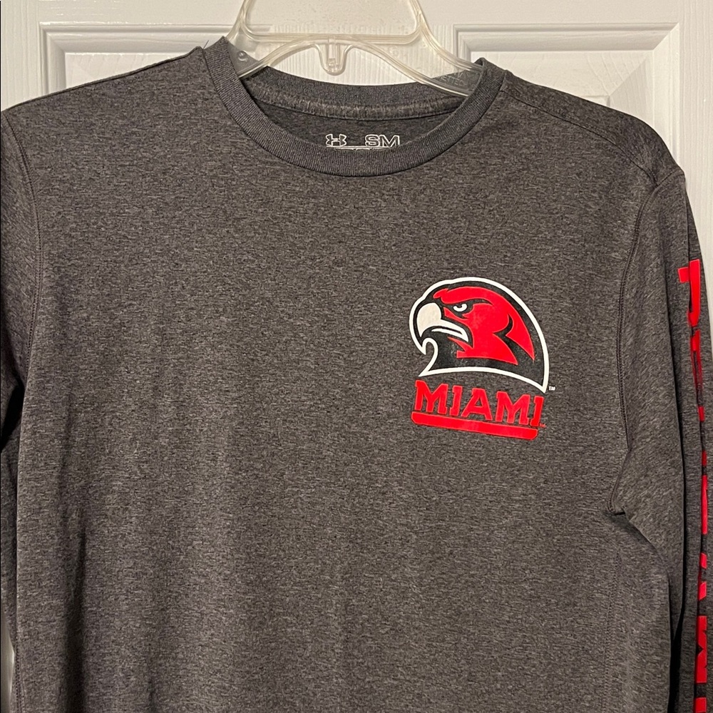 Under Armour Charcoal and Red Miami of Ohio Redhawks Long Sleeve Tee